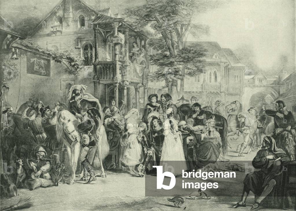 Image of Engraving depicting Chaucer and the Canterbury Pilgrims (gravure) by Edward Henry Corbould