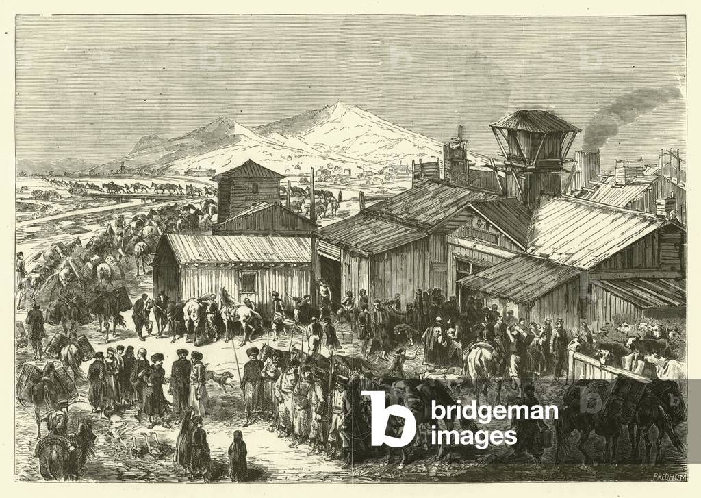 Russian trading post in Kashgar (engraving)