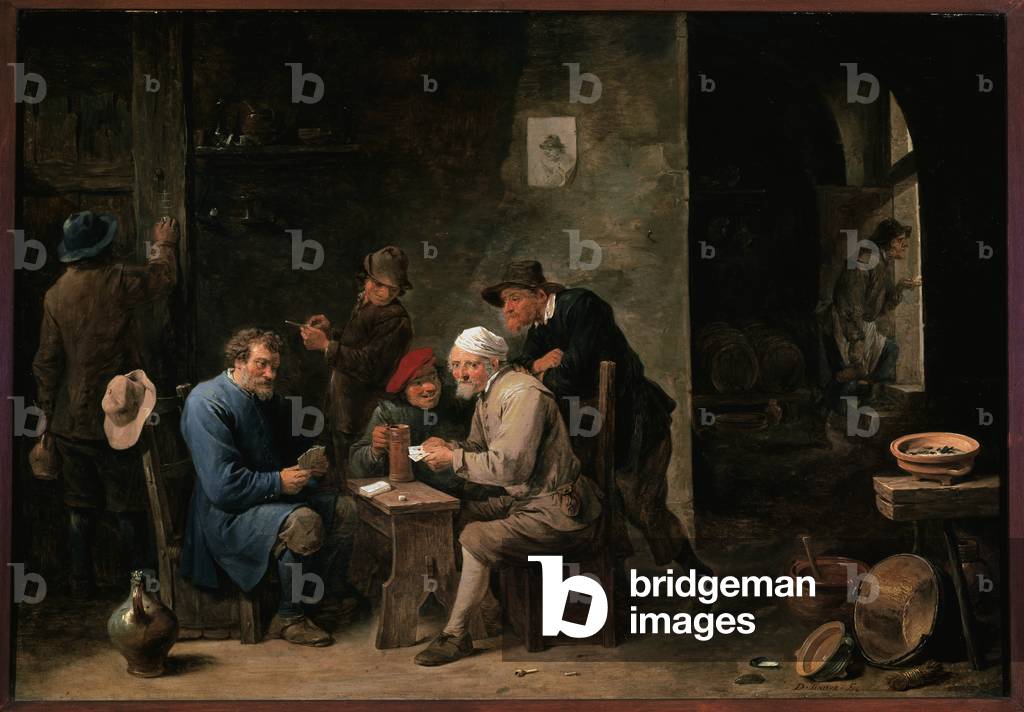 Kartenspieler, 1650 (Öl an Bord)