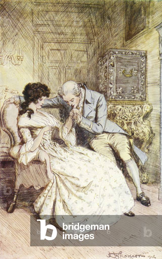 "Illustrazione per Mr Gilfil Love Story di George Eliot (colore lito)" di Hugh Thomson