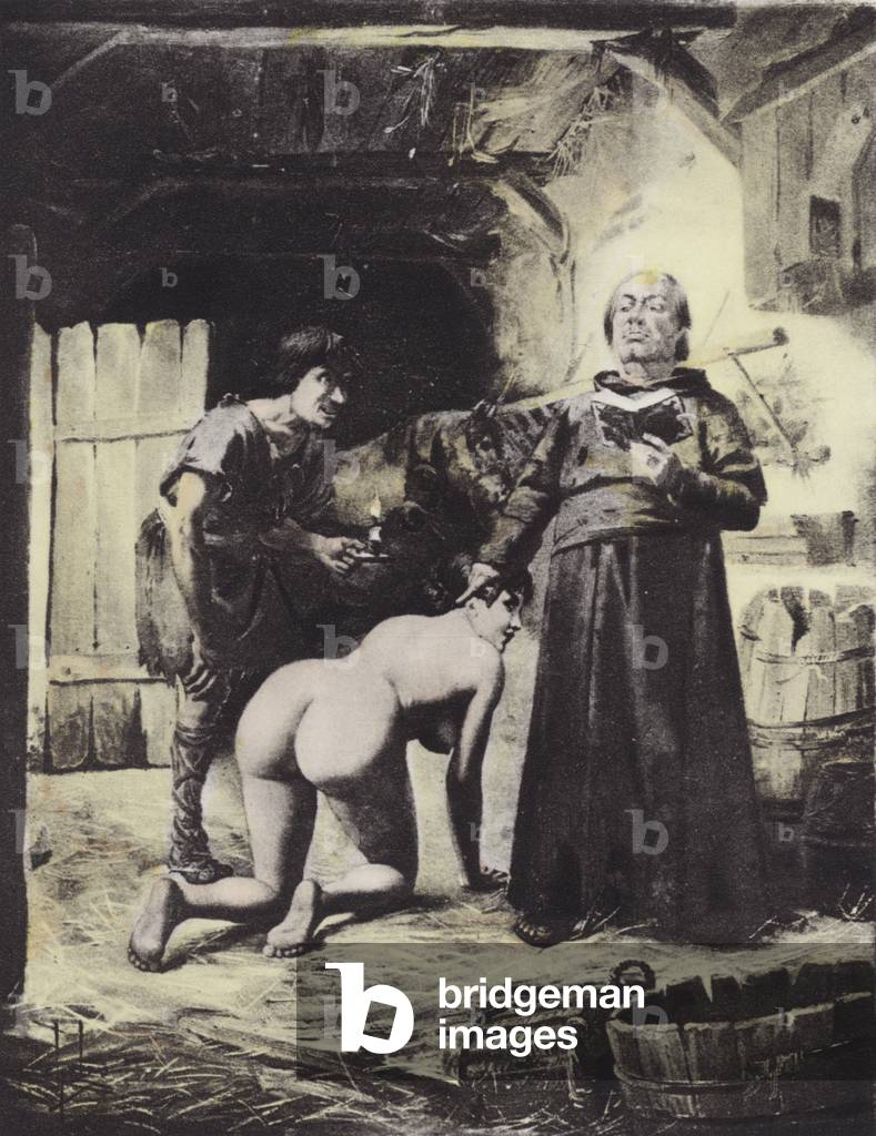 Dom Gianni and Pietro, Ninth Day, Tenth Story (colour litho)