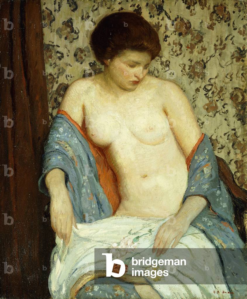 Nudo con Blue Kimono (olio su tela)