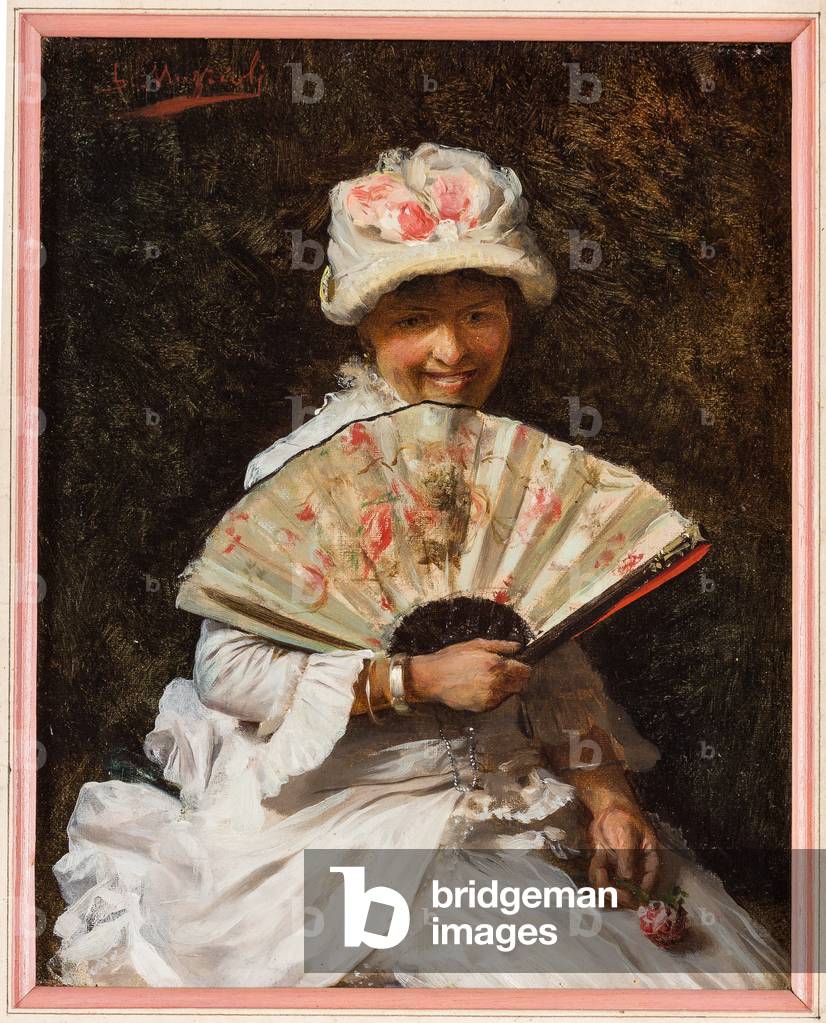 Dame mit Fächer (Öl auf Leinwand)