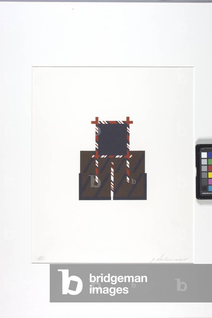"senza titolo (litografia a colori con goffratura su archi bianchi carta)" 1980 di Garo Zareh Antreasian