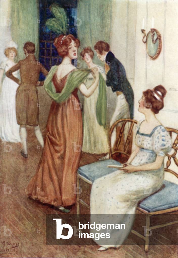 Illustration pour Pride and Prejudice de Jane Austen (couleur litho) par Arthur Wallis Mills