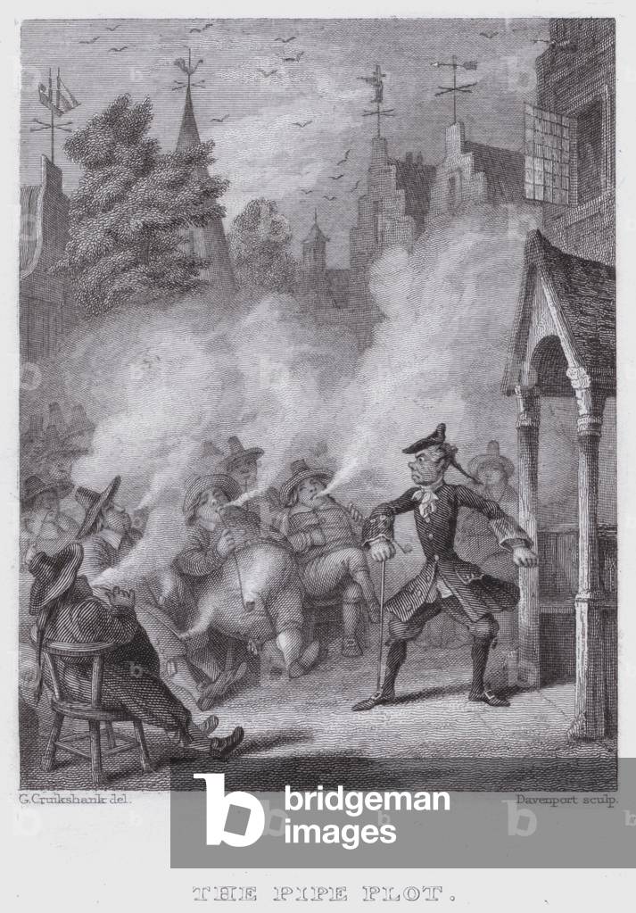 Le tracé de tuyau (gravure) par George Cruikshank