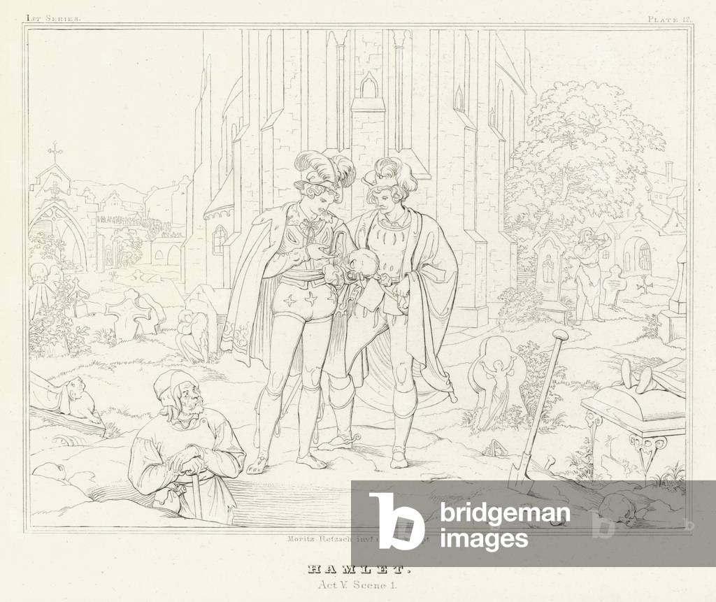 "Hamlet" von Friedrich August Moritz Retzsch, b/w