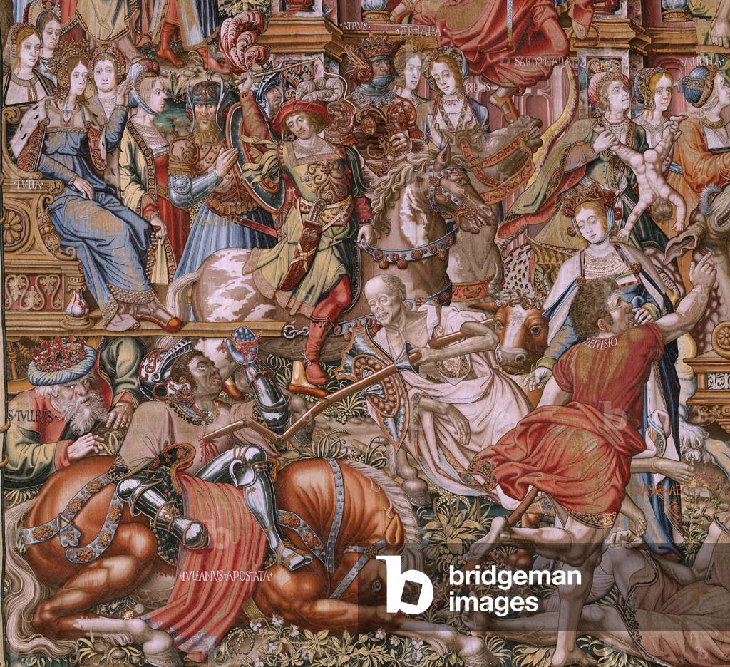 arazzo fiammingo. Serie The Honours. Infamia (La Infamia). Sesto arazzo della serie. Fumettisti modello della 