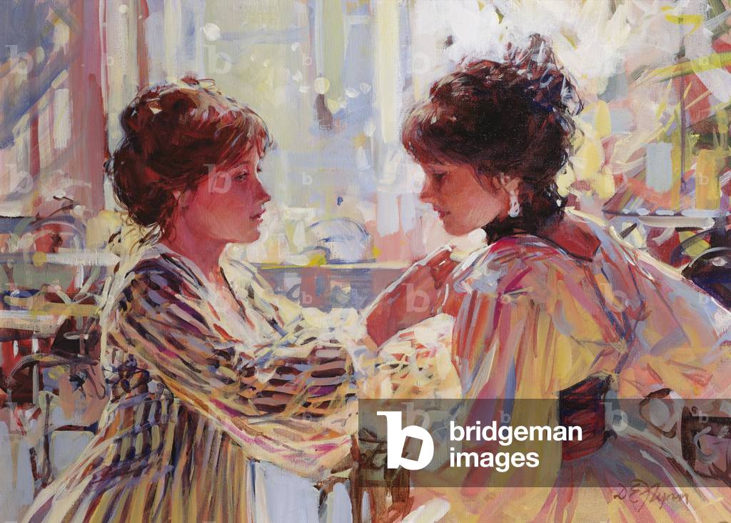 Bild von Gemälde "Anheften der Brosche (Öl auf Leinwand)" von Dianne Flynn