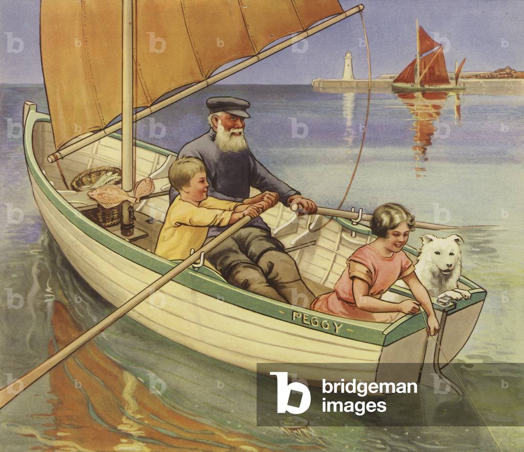 "Segeln (Farbe litho)" von English School