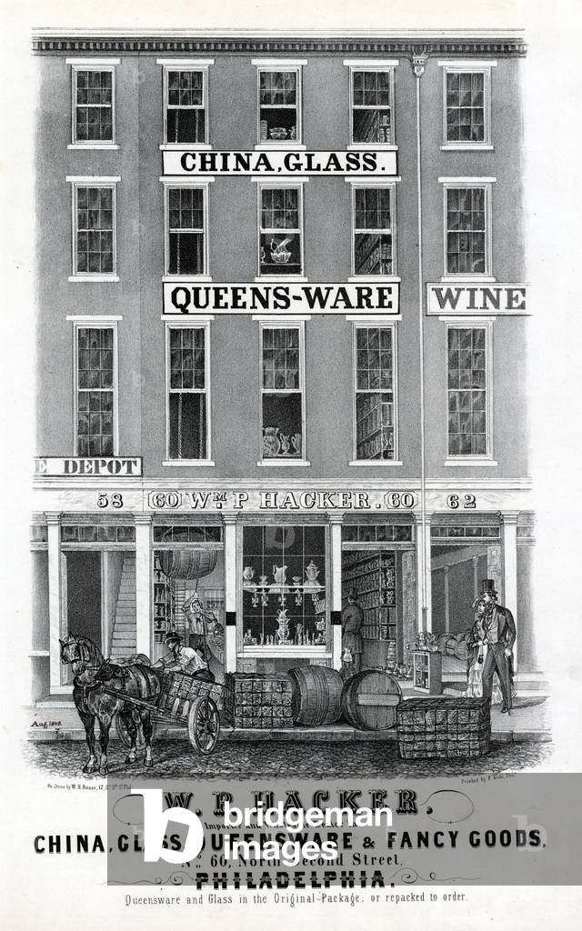 W S. Hacker, Importeur und Großhändler in Porzellan, Glas, Queensware & Phantasiewaren, No. 60, North Second S