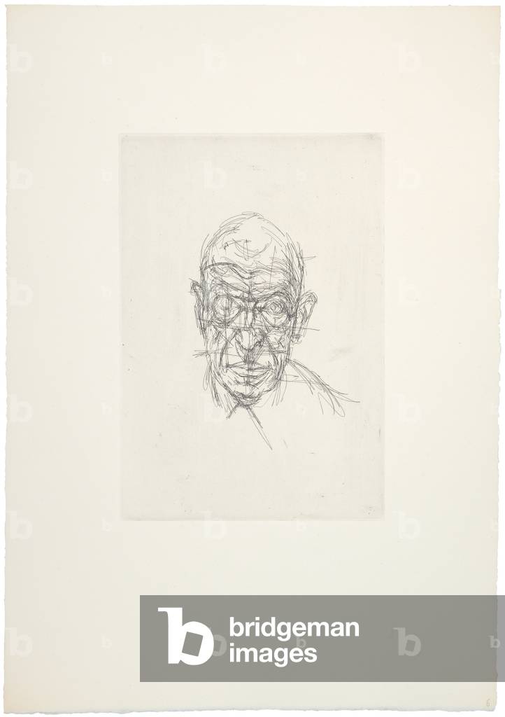 Image of Engraving depicting Michel Leiris [Face on V], 1958-60 by Alberto Giacometti, b/w