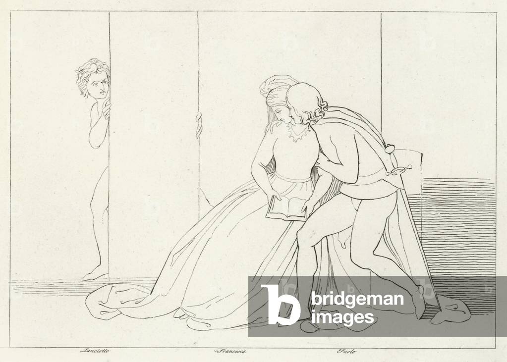 "Die Liebhaber überrascht" von John Flaxman, b/w