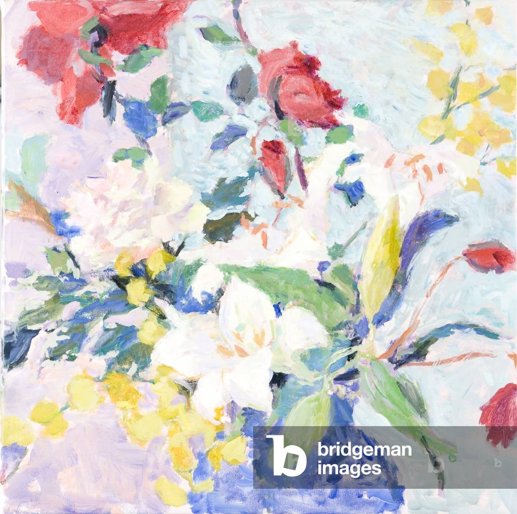 Immagine di Dipinto "ancora la vita con lillies e blu vaso (olio su tela)" di Hugo Grenville
