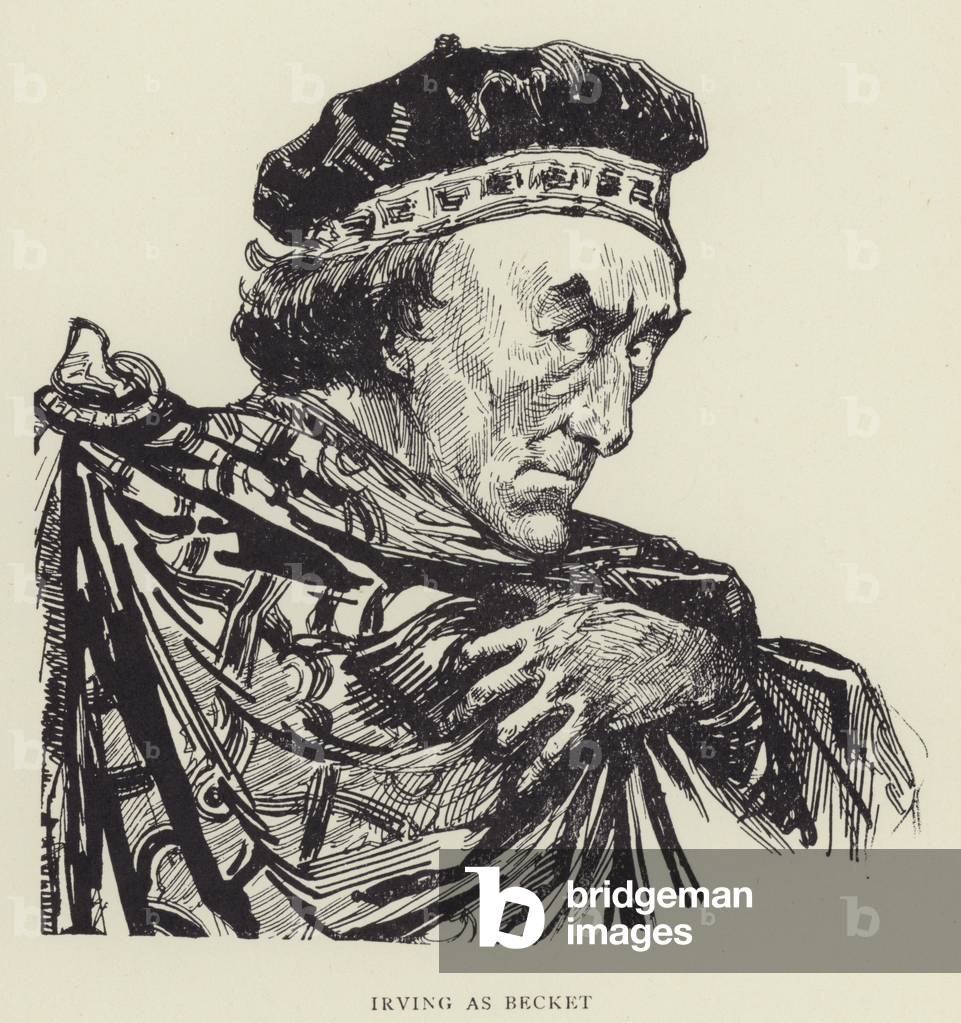Bild von Druck "Irving als Becket (Litho)" von Harry Furniss