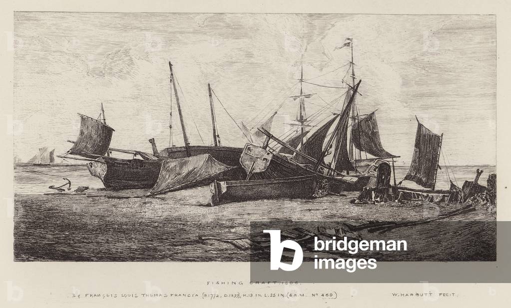 Bild von Gravur "Fischereifahrzeuge (Gravur)" von Francois Louis Thomas Francia