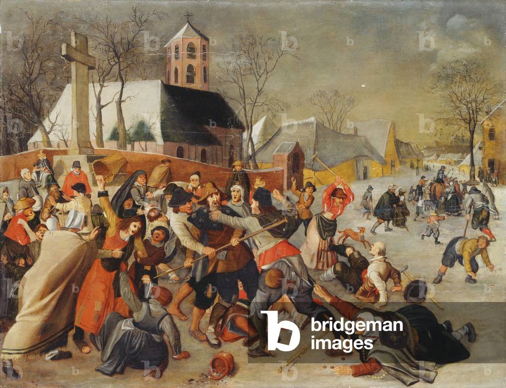 Ein Dorf Brawl (Öl auf Tafel)
