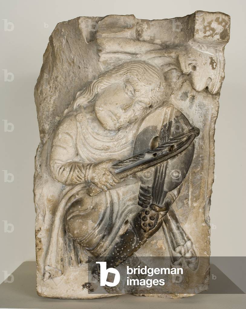 "Capitale (Musician Playing a Vielle)", c.1125-1150 di French School