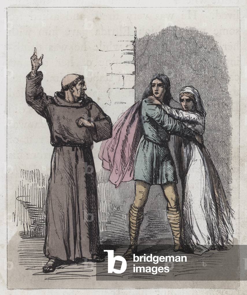 Image of Engraving depicting Dunstan upbraiding Edwy and Elgiva (coloured engraving) by English Artist