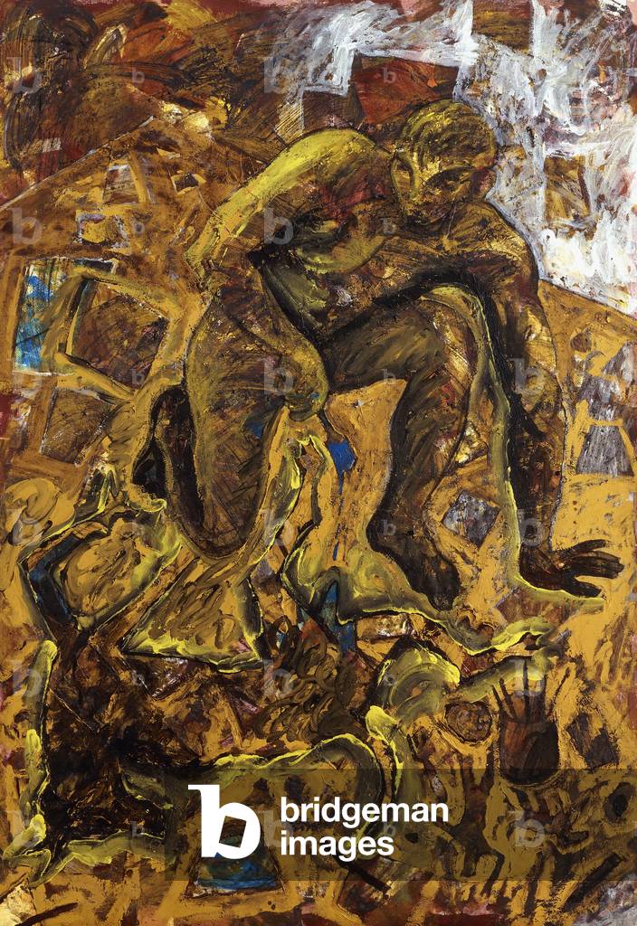 Pittore con pennello blu; Le Peintre avec Pinceau Bleu, (tecnica mista su tela)