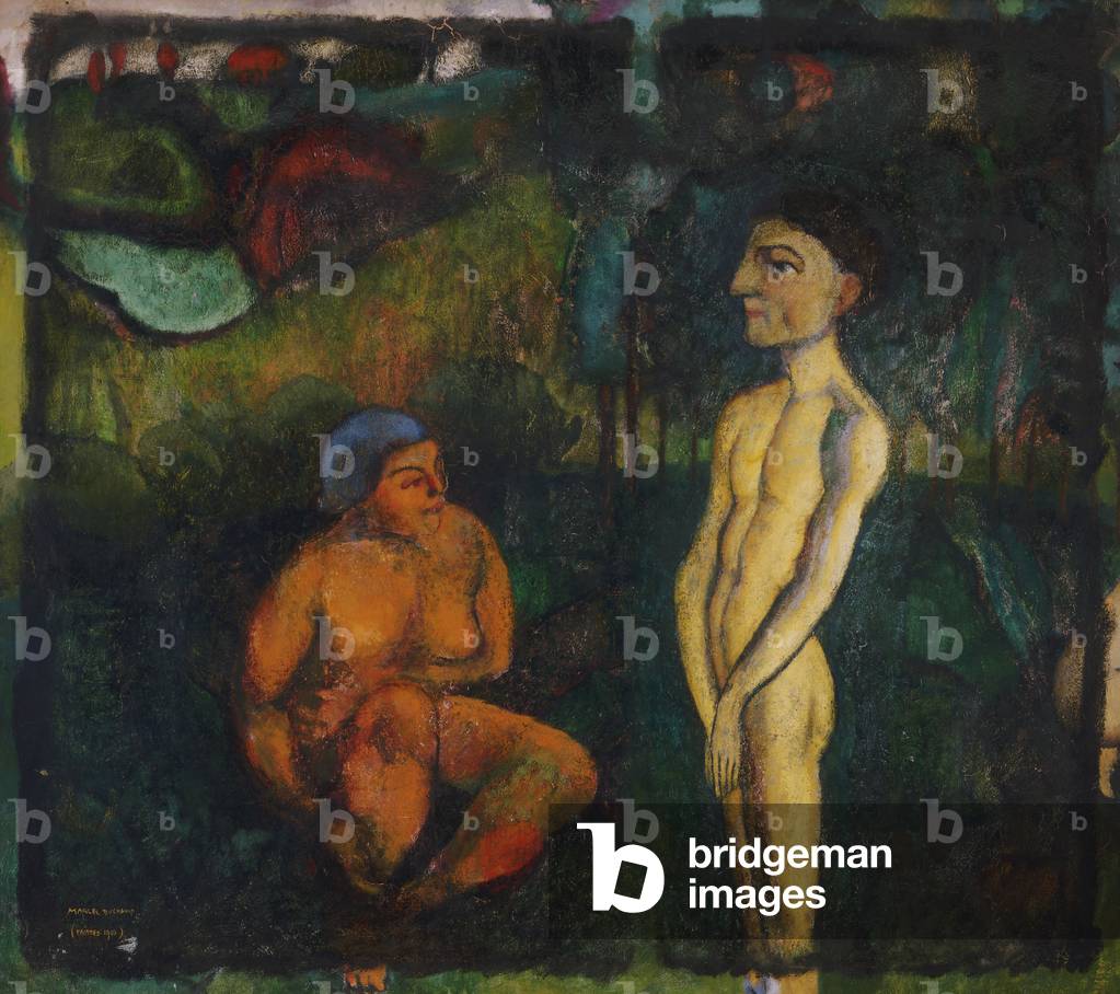 Paradies (Adam und Eva) 1910-11 (Öl auf Leinwand)