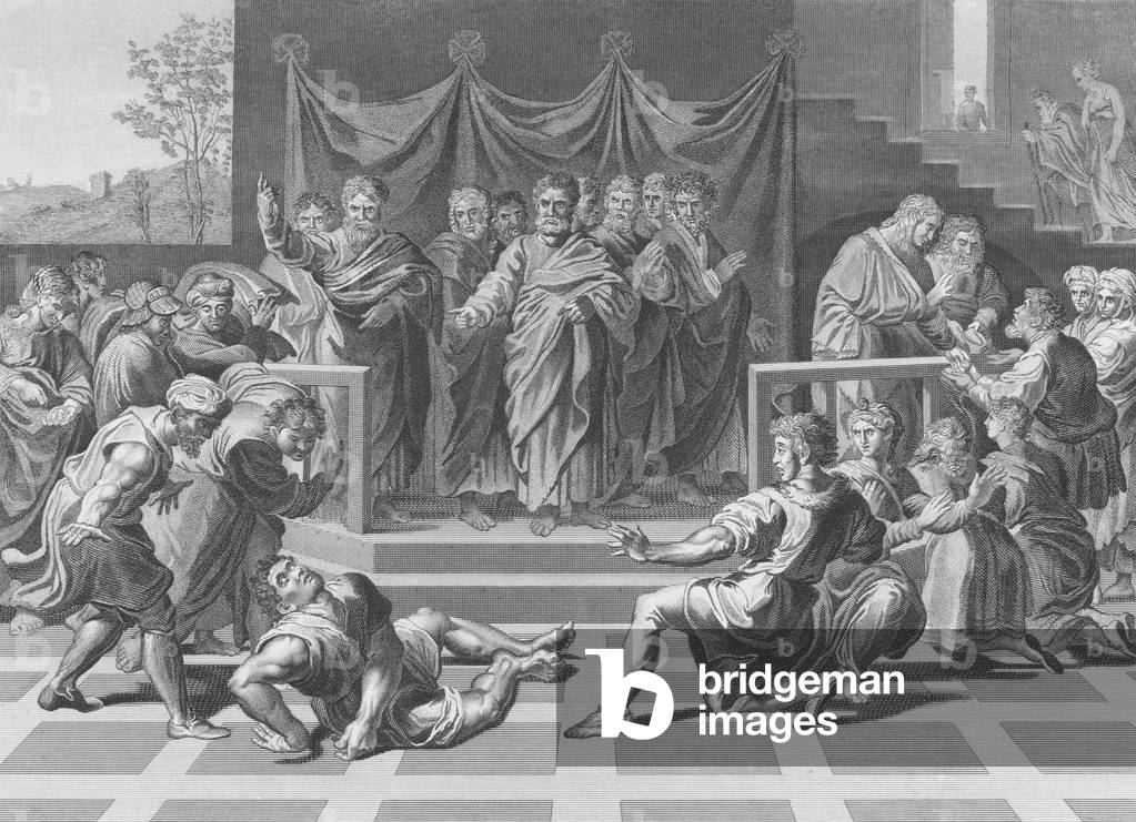 Bild von Gravur "Der Tod des Ananias" 1835 von Raphael