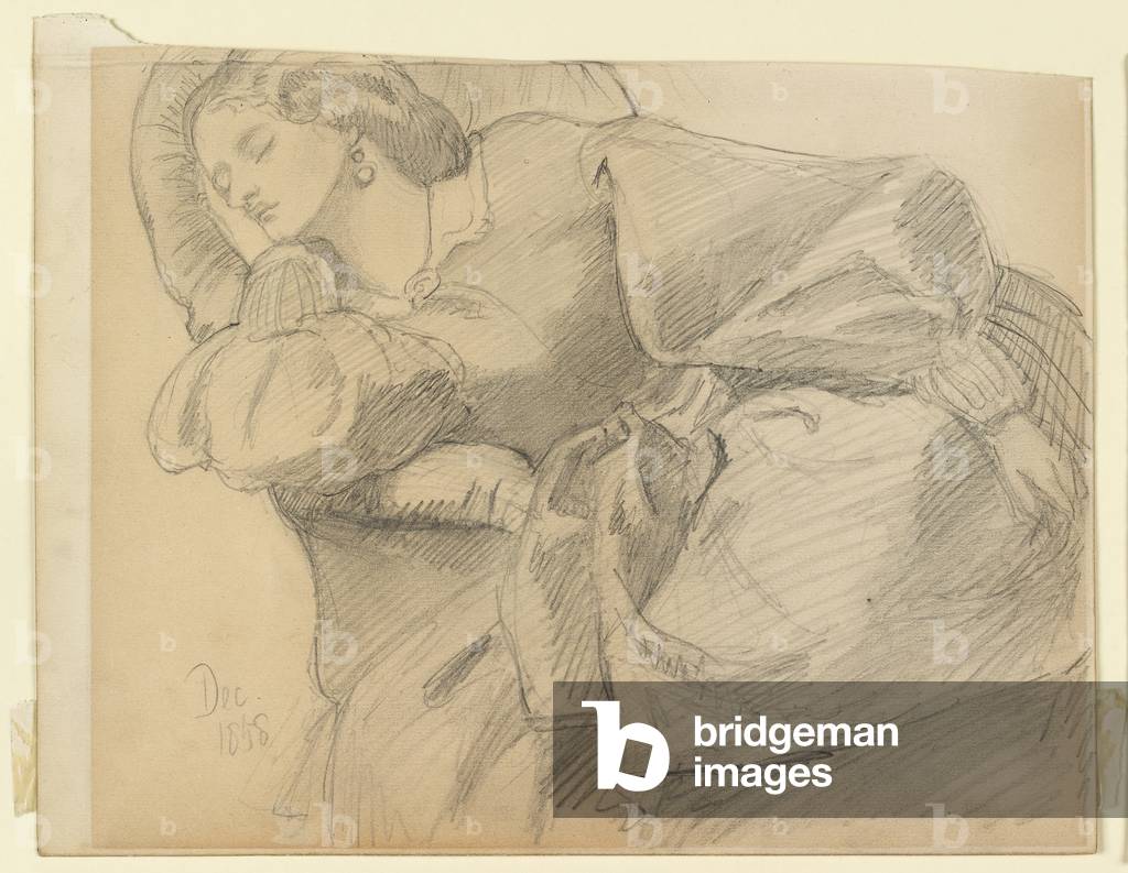 Ruth Herbert asleep, 1858 (graphite on paper)