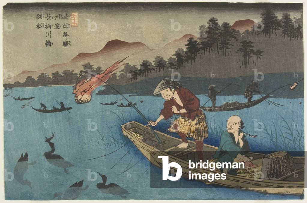 No.55 Cormorano pesca Barca a Nagae Fiume vicino alla stazione KO_to, 1830-1844