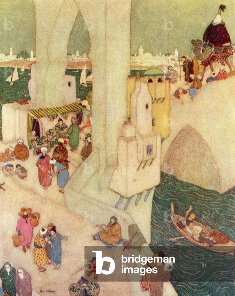 Image de Estampe représentant Dans la ville de Bagdad 1938 par Edmund Dulac