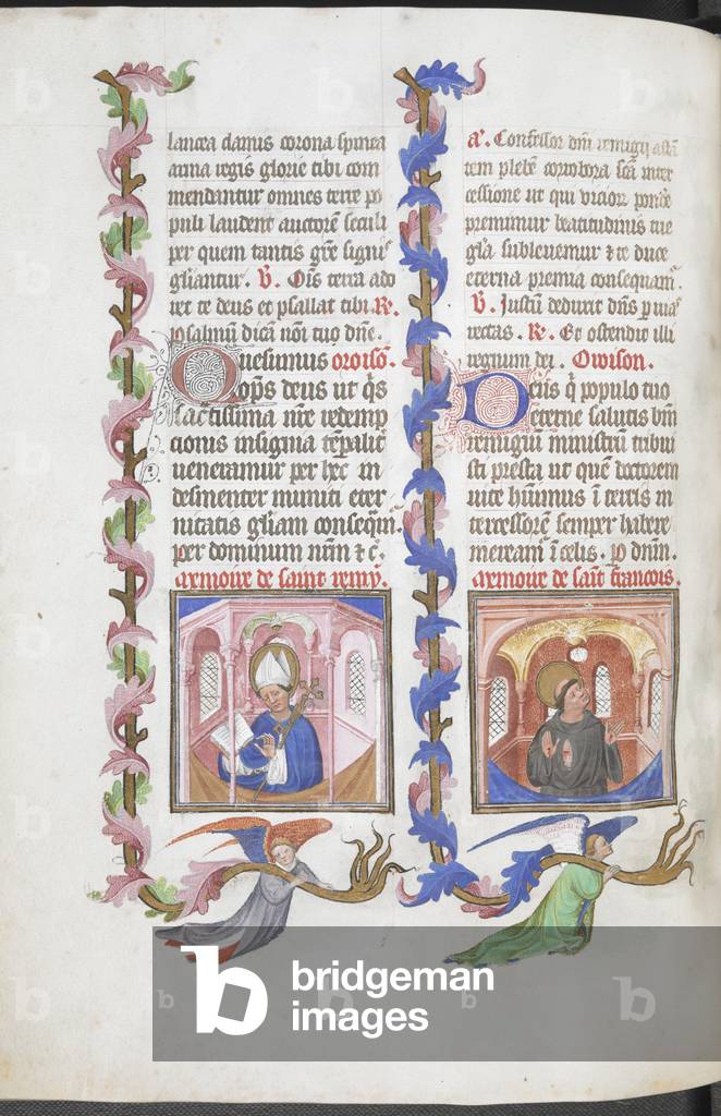 Remigius (links) und Francis (rechts), mit teilweise Laubgrenzen von Engeln getragen