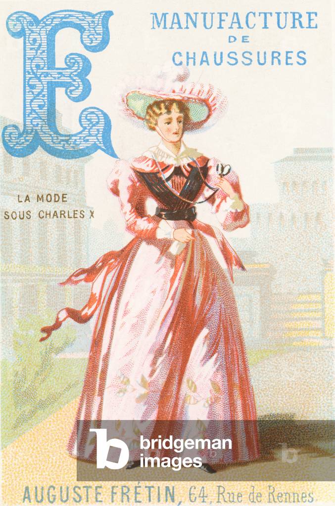 Image of Engraving depicting Letter E - Fashion under Charles X (women's costume)  1880 by French Artist