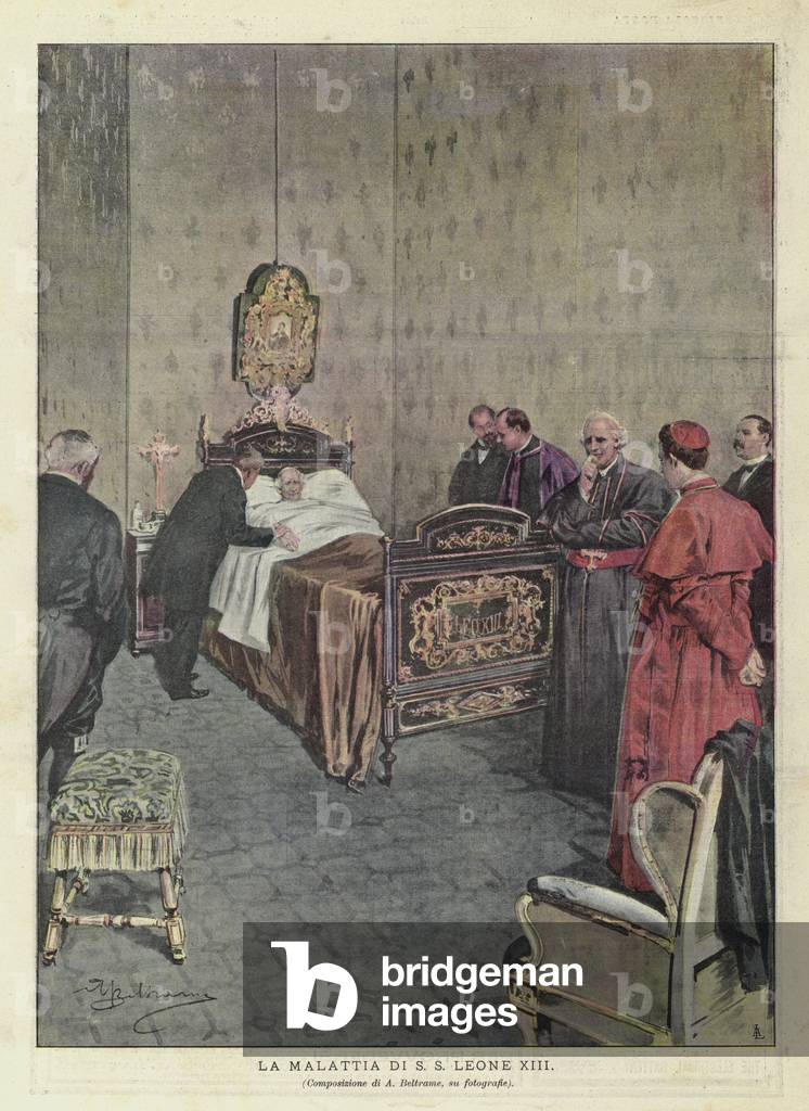 La maladie du SS Léon XIII (lithographie couleur) par Achille Beltrame