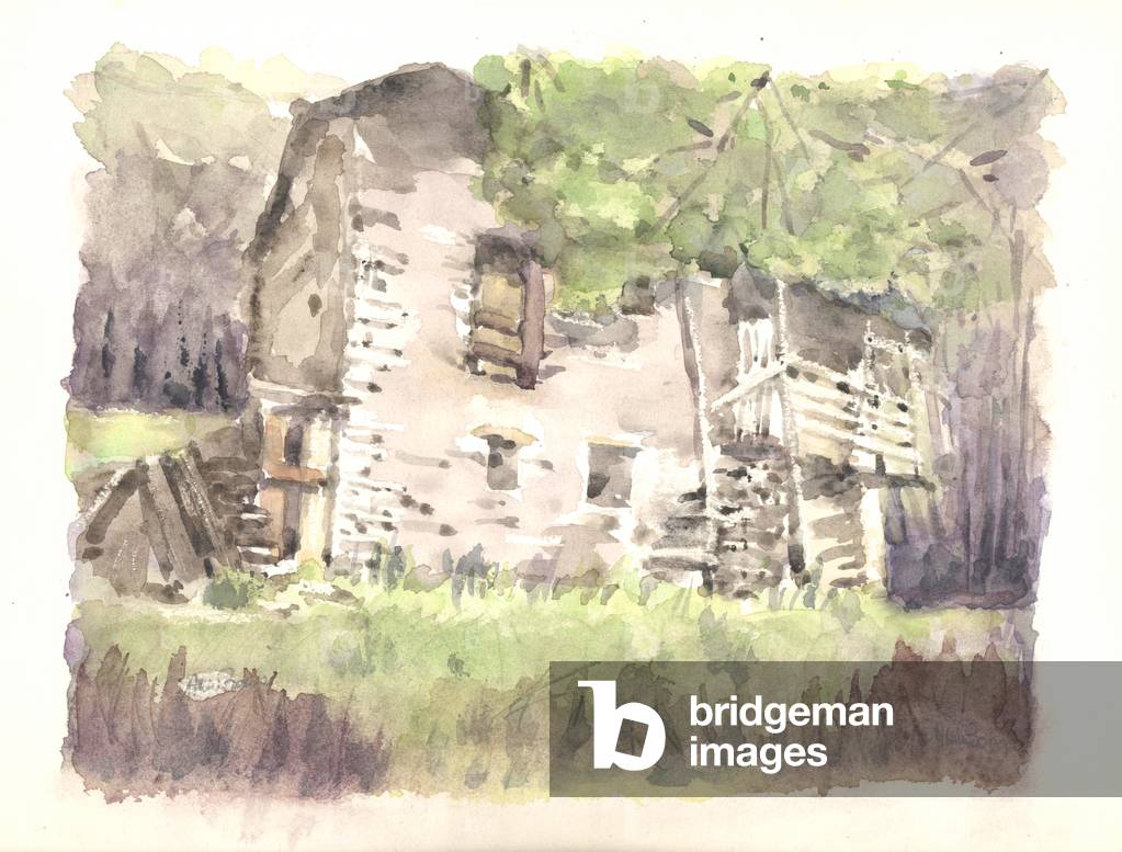 Image of Painting depicting Cabin in the Woods 1990 by Anna Boni