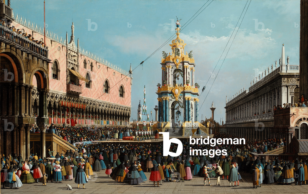 Venedig: das Giovedi Grasso Festival in der Piazzetta, um 1741-1760 (Öl auf Leinwand)