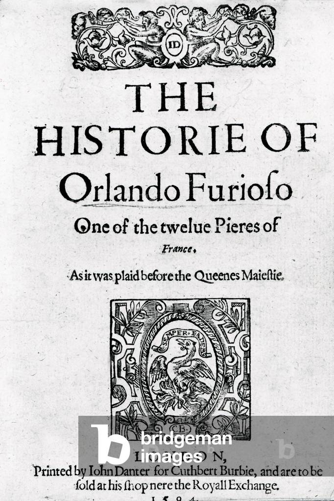 'The Historie of Orlando Furioso 'de Robert Greene 1594 par English School, b/w