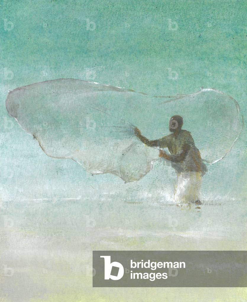 Image of Drawing depicting Lone Fisherman 5, 2015 by Lincoln Seligman