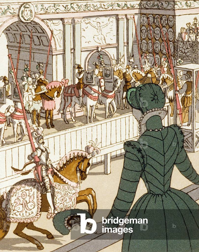 Il torneo, illustrazione da «La Princesse de Cleves» di Madame de la Fayette, 1942 (colore lito)