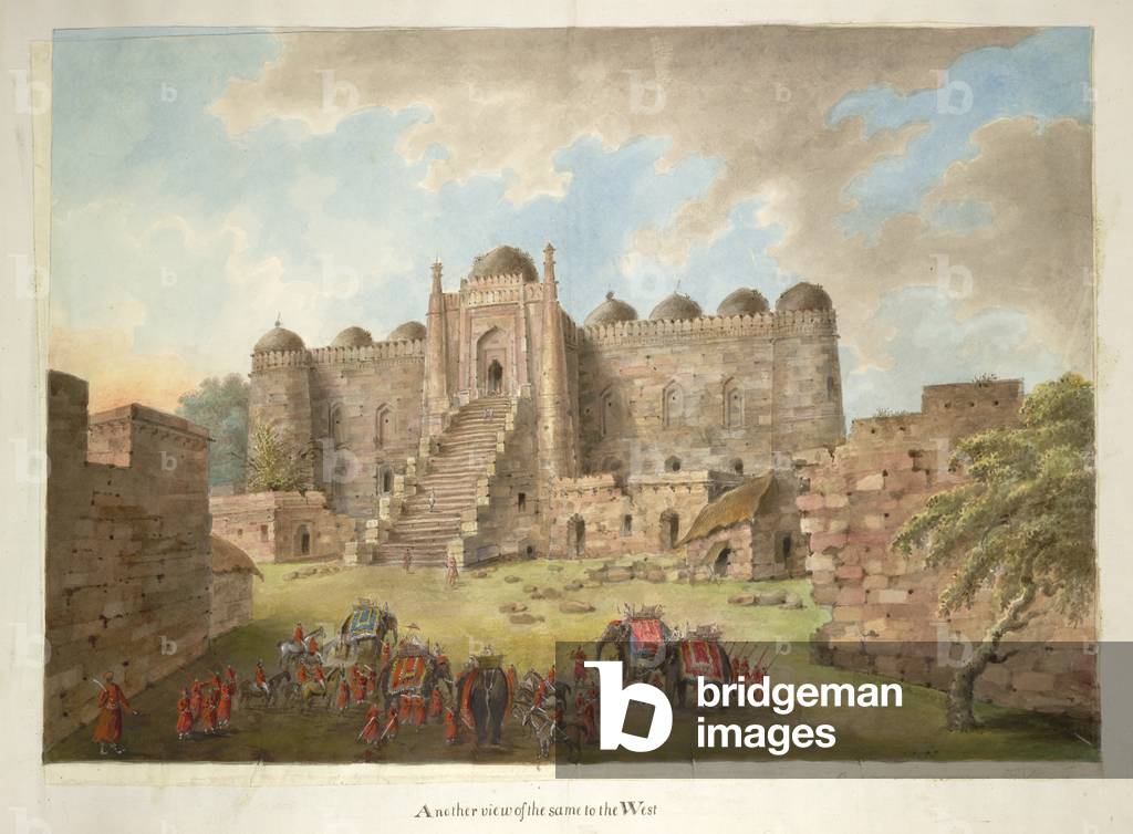 Immagine di Disegno "Il cortile d'ingresso e la facciata est della Kalan Masjid. La festa di Lady Hastings in 