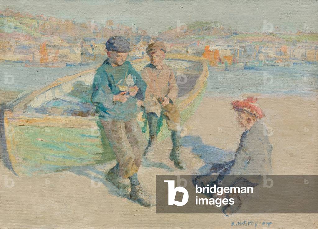 bambini in Newlyn Porto, 1904 (olio su tela)