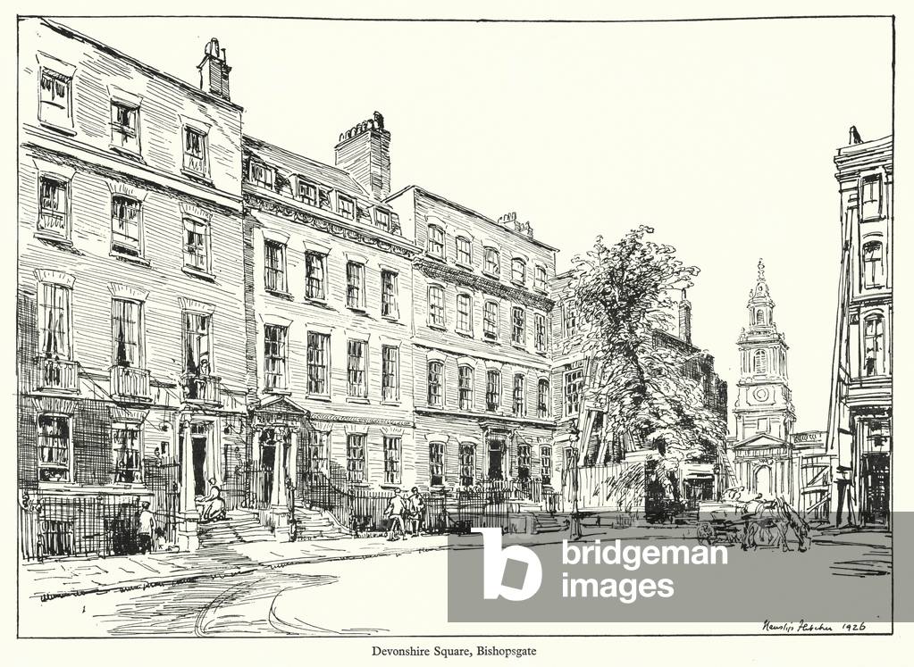 Bild von Druck "London: Devonshire Square" 1901 von Hanslip Fletcher