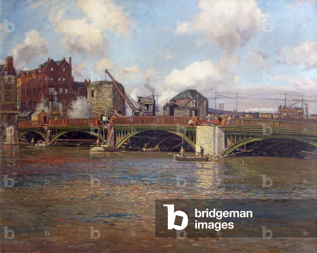 Immagine di Dipinto "Newport Bridge durante la costruzione" 1927 di Donald Henry Floyd