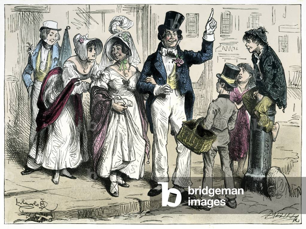 Illustrazione per Schizzi di Boz di Charles Dickens, XIX secolo (incisione)