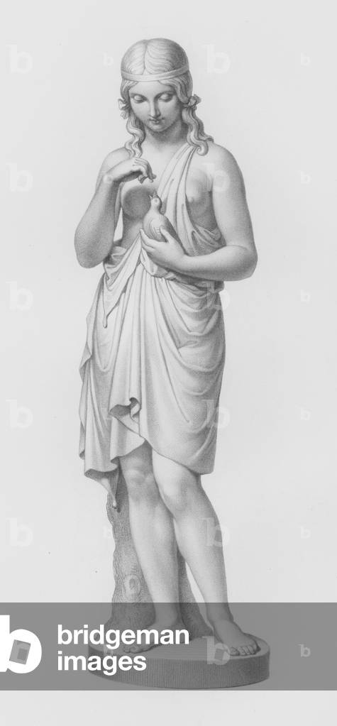 Unschuld, Die Taube, graviert von R A Artlett aus der Statue von B E Spence (Gravur)