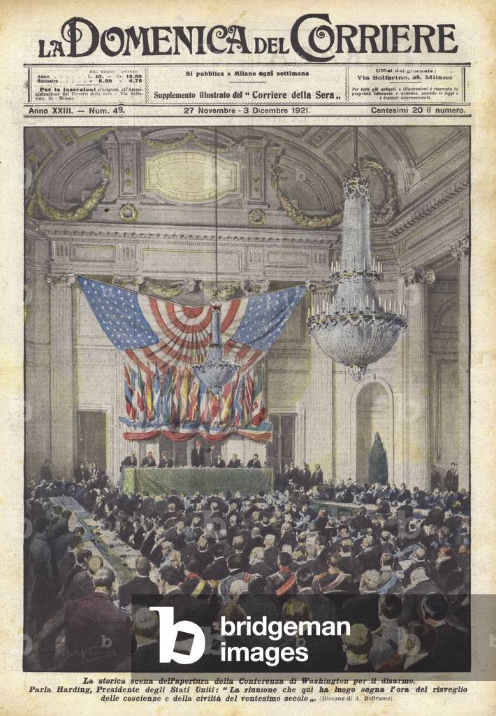 "Die historische Szene der Eröffnung der Washington Conference on Abrüstung (Colour Litho)" von Achille Beltra