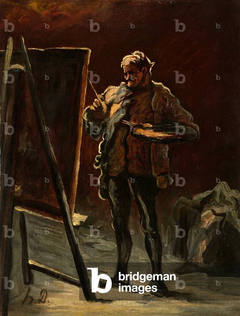 An Artist, c.1870-75 (oil on canvas, mounted on panel)