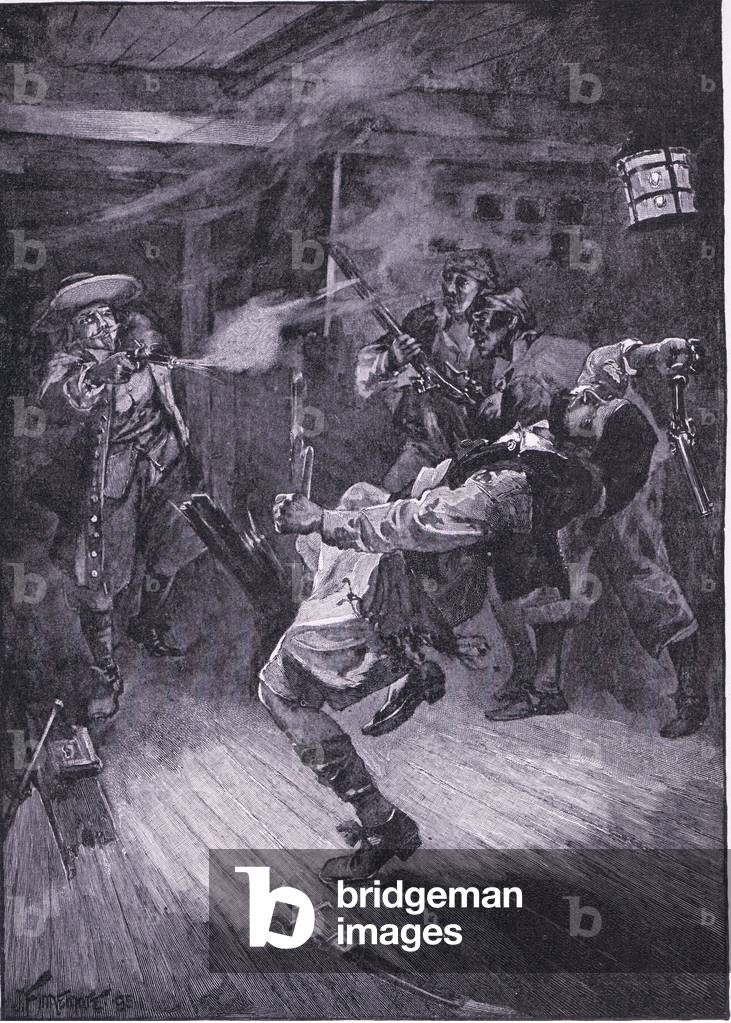 Image of Print depicting Shot the new captain through the head (litho) by Joseph Finnemore