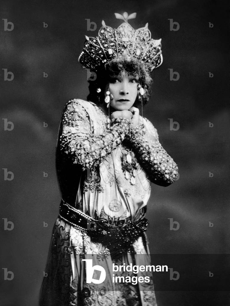Sarah Bernhardt (1844-1923) french actress in play "Theodora" in Paris, 1902, photo by Nadar