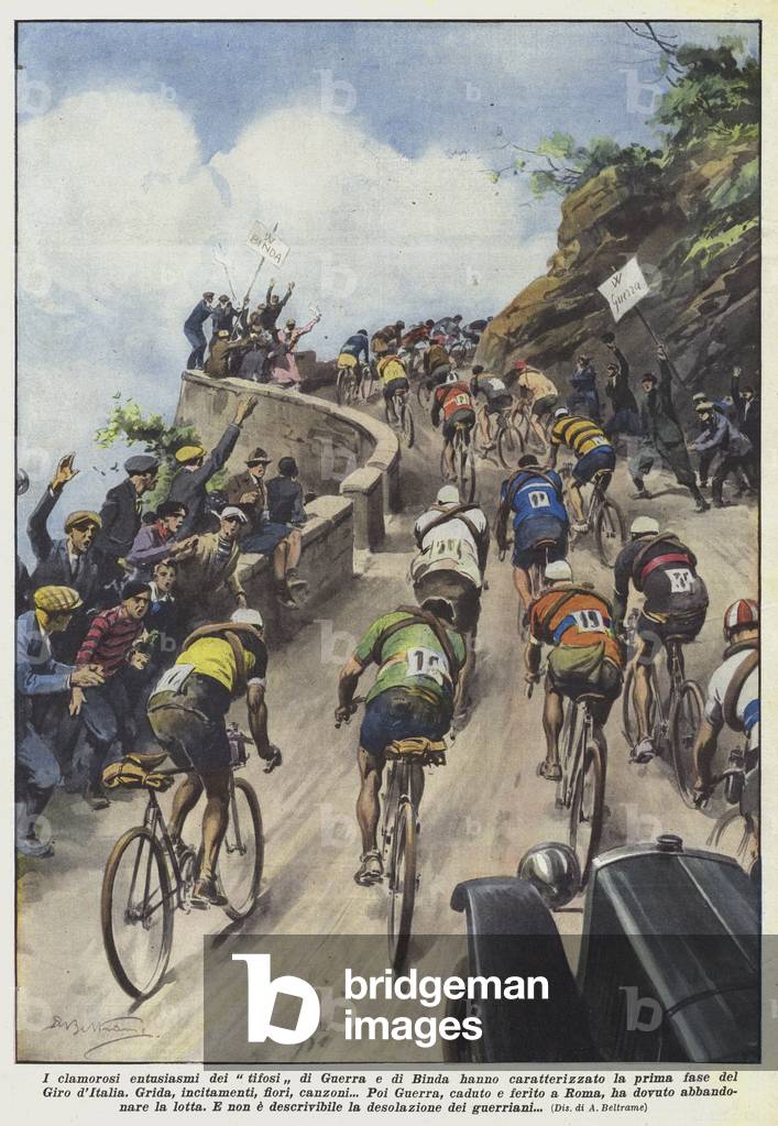 "Die durchschlagende Begeisterung der Guerra- und Binda-Fans prägte die erste Phase des Giro d'Italia (Farblit