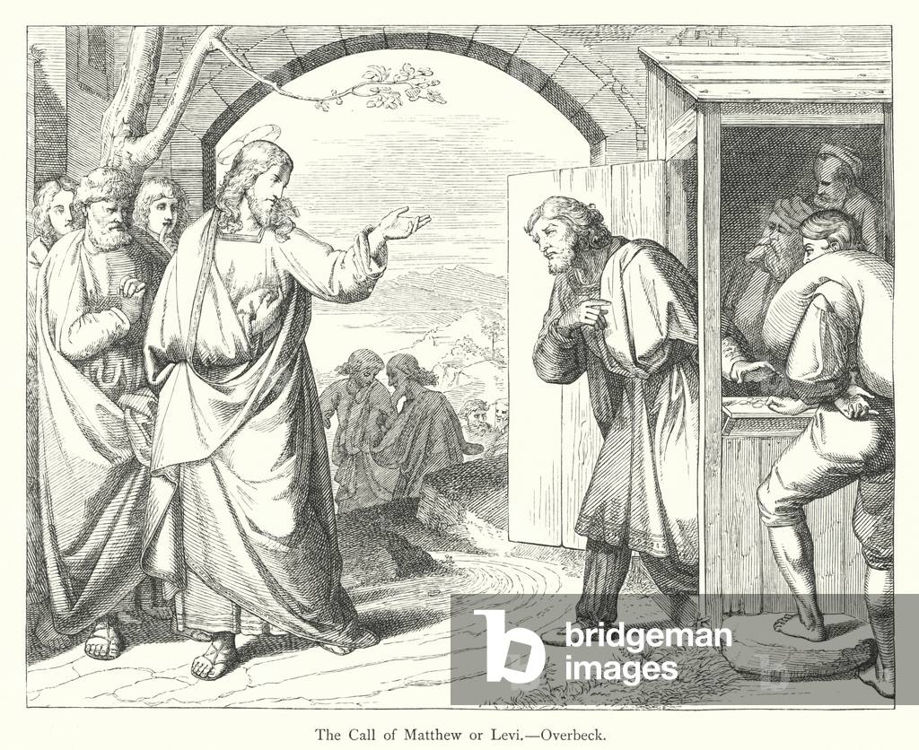 "Der Ruf von Matthäus oder Levi (Gravur)" von English School, b/w