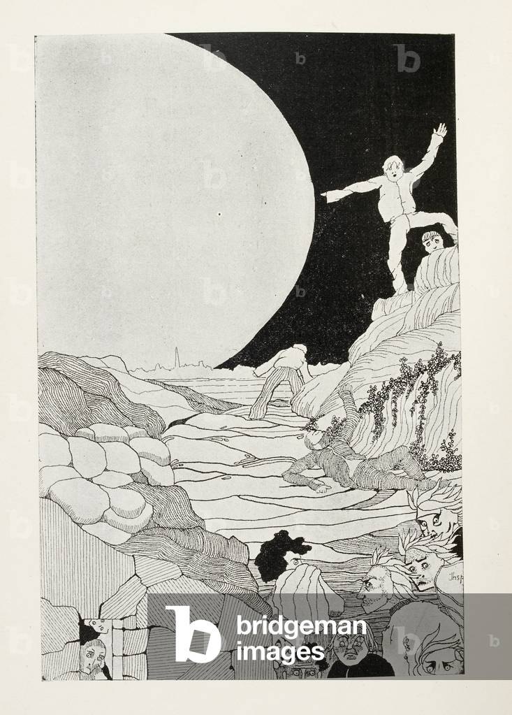 Fearful humans. Illustration for 'The War of the Worlds'.